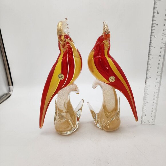 Pair of Murano Glass Cockatoo Bird Sculptures - Picture 8 of 8